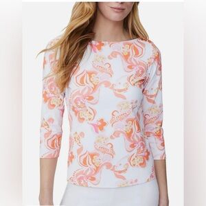 J.McLaughlin Wavesong Top Size Small Boho Chic Preppy Floral Classic